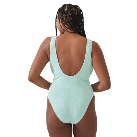 Cotton on One-Piece Swimsuit Honeydew Melon Crinkle Open Back Cheeky Swimwear XS - Picture 5 of 9